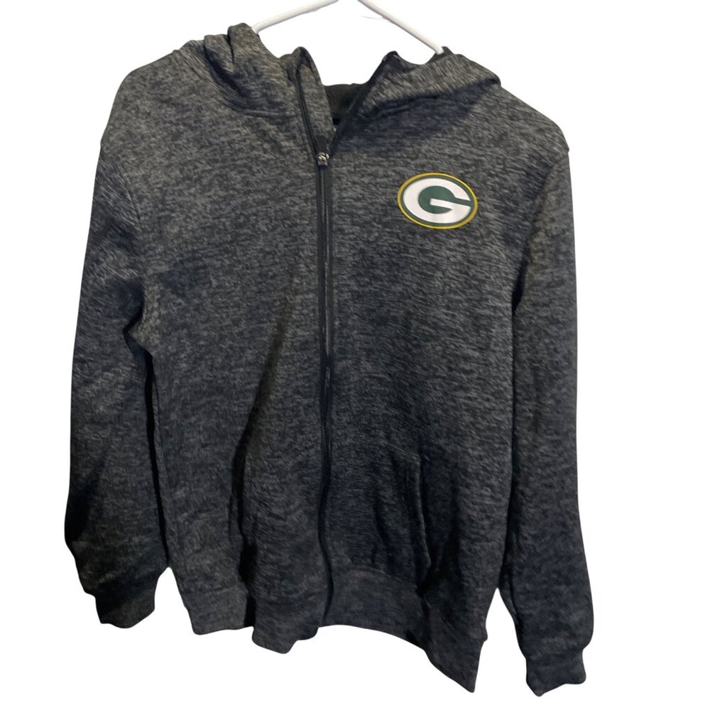 NFL Green Bay Packers Zip-Up Hoodie Youth XL Gray Comfortable‎